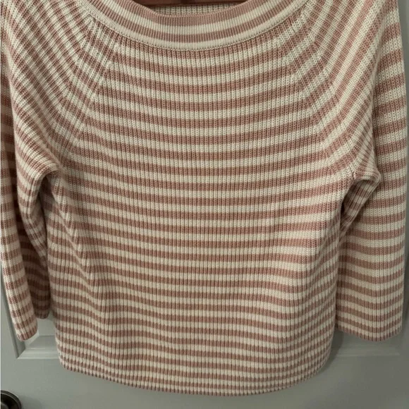 J. Crew Pink and White Stripe Long Sleeve Sweater size M - Picture 16 of 16